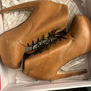Brown leather ankle boot